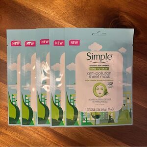 Simple anti-pollution sheet mask 🌺 bundle of 5 🌺 vitamin B3 & antioxidants